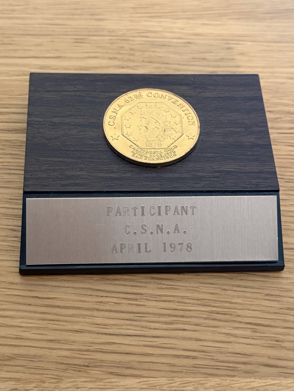Participant Recognition Plaque with Gold Medallion - Black